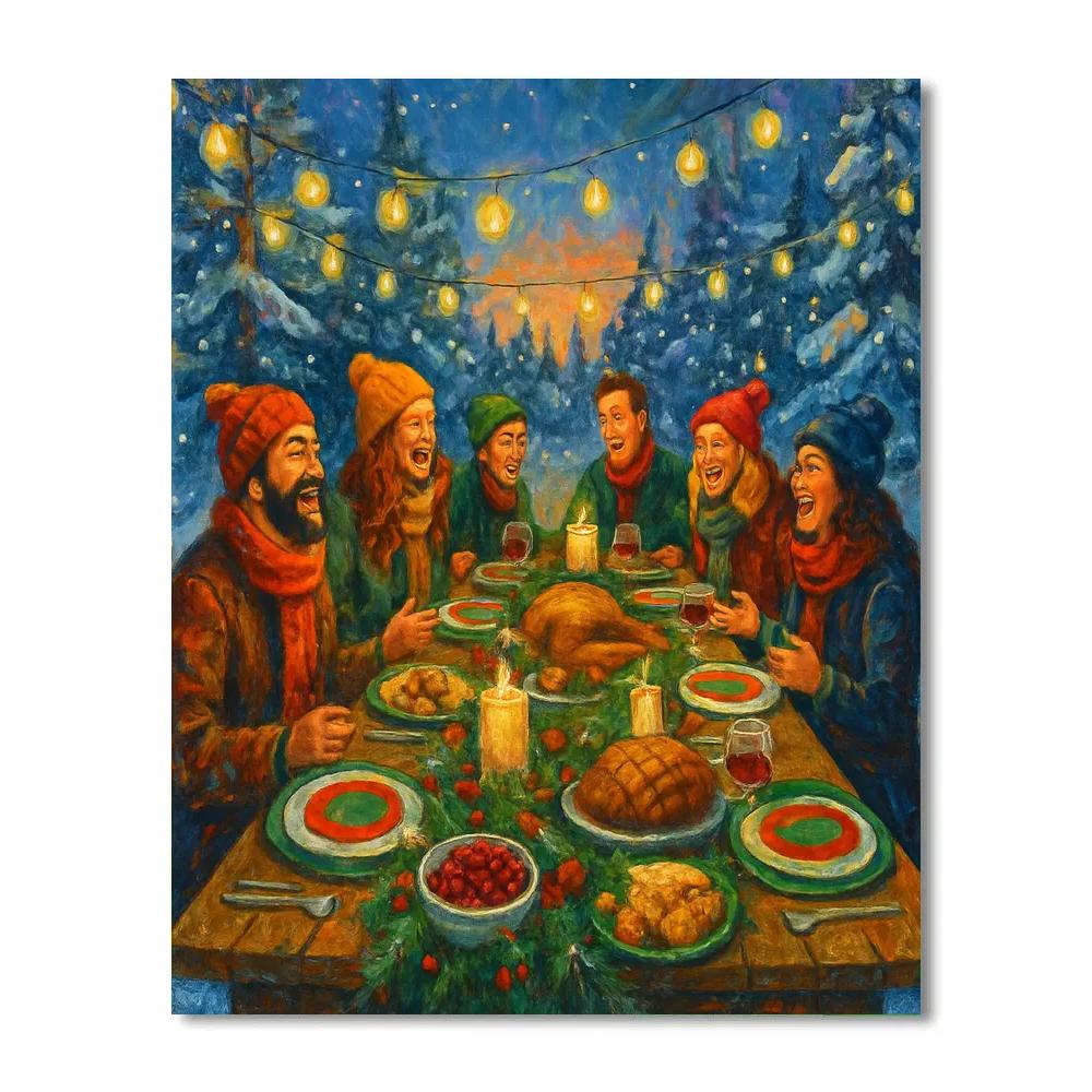 Joyous Holiday Feast Under Twinkling Lights DIY paint by numbers