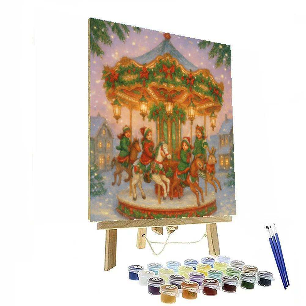 Festive Winter Carousel Celebration paint by number