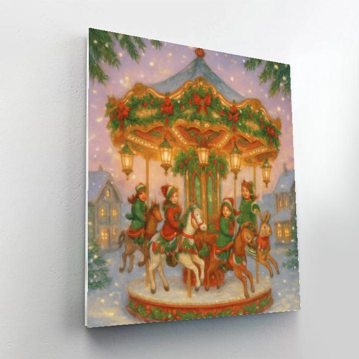 Festive Winter Carousel Celebration paint by number