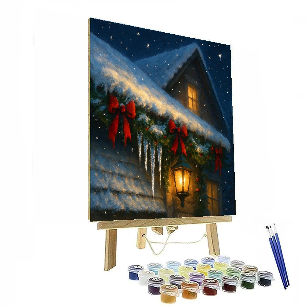 Sparkling Icicle Christmas Roofline Paint by numbers art