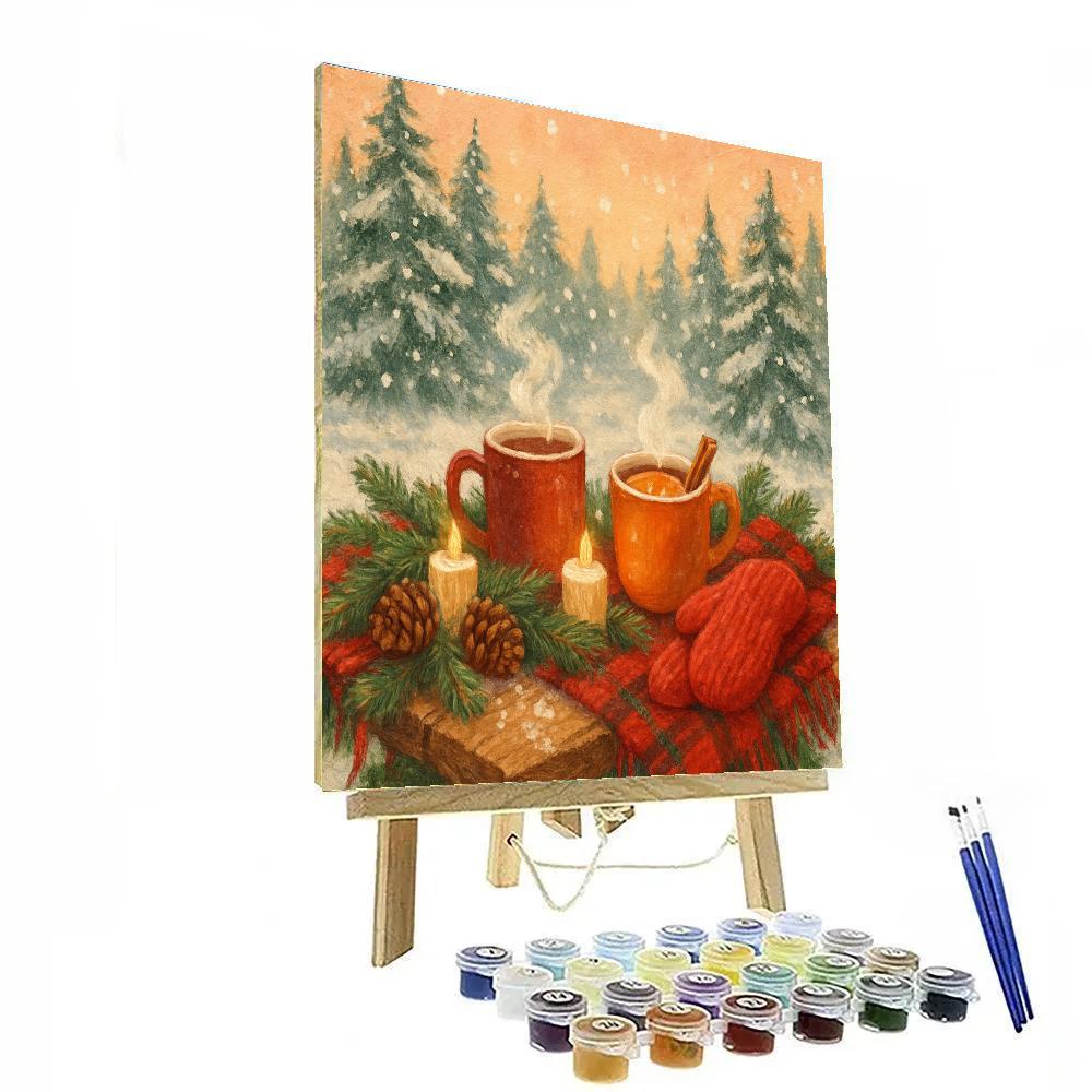 Wintertime Holiday Hot Drinks Picnic Paint by numbers art