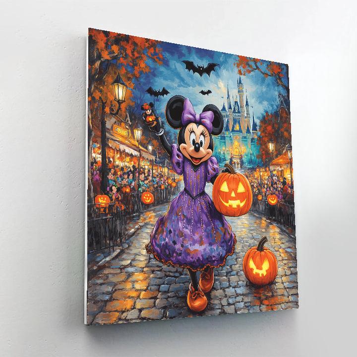 Pumpkin Lantern Parade With Minnie paint by number