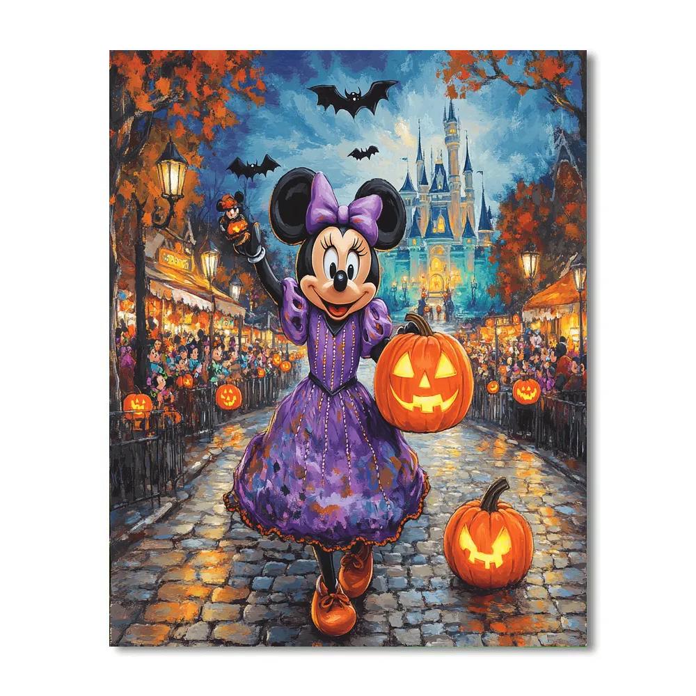Pumpkin Lantern Parade With Minnie paint by number