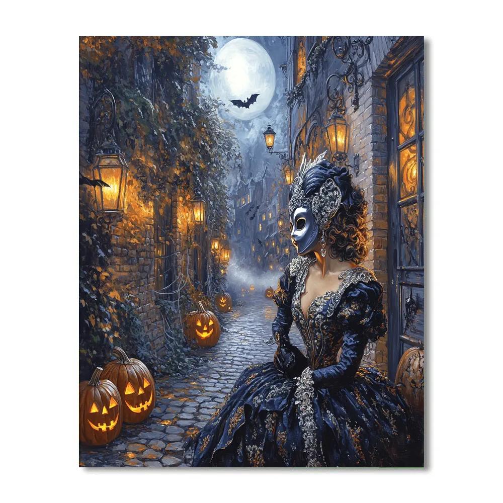 Moonlit Alley Haunted Masquerade Numbered painting kits