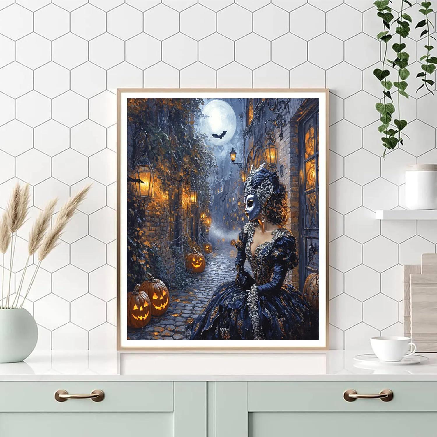 Moonlit Alley Haunted Masquerade Numbered painting kits