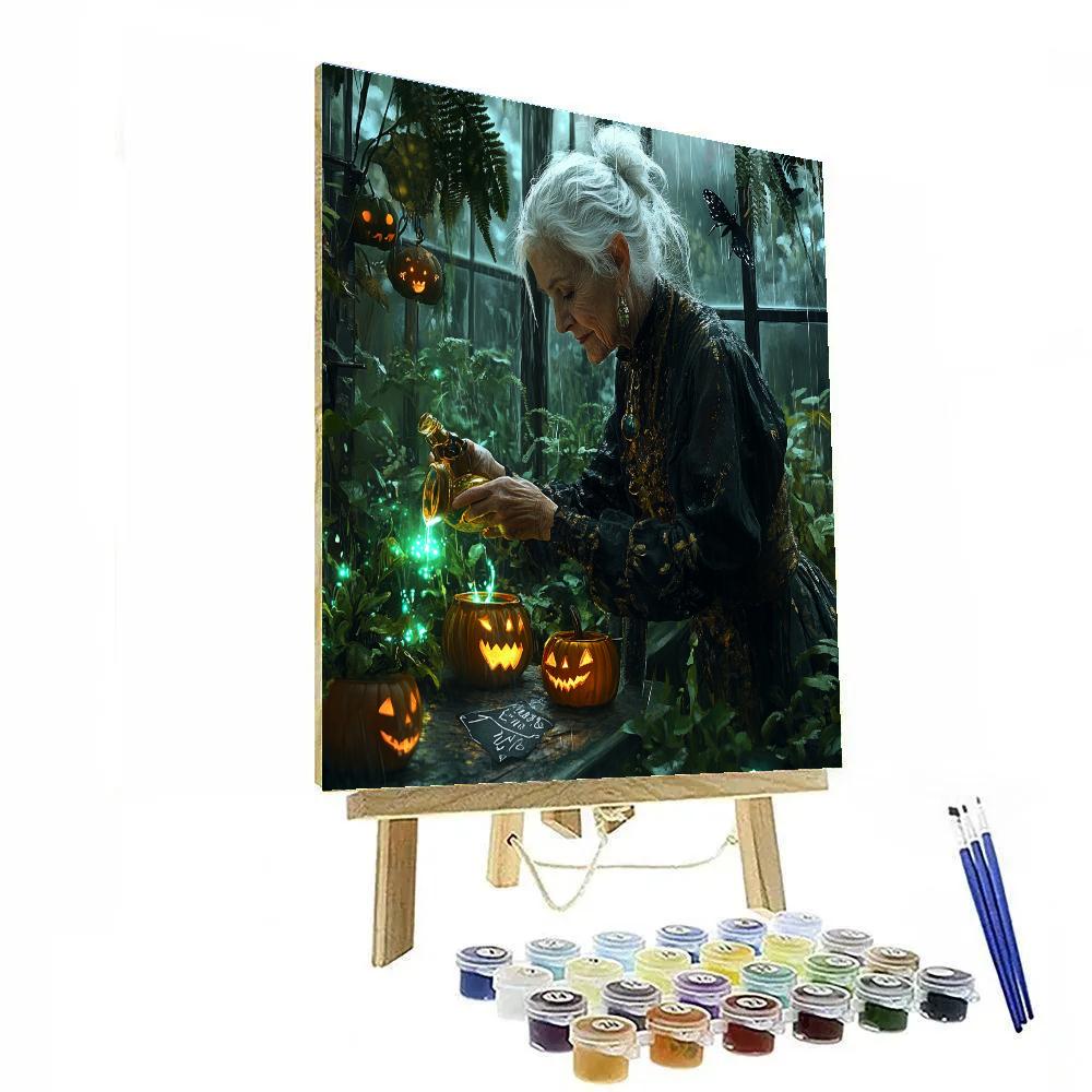 Witch In The Glasshouse Halloween paint by numbers