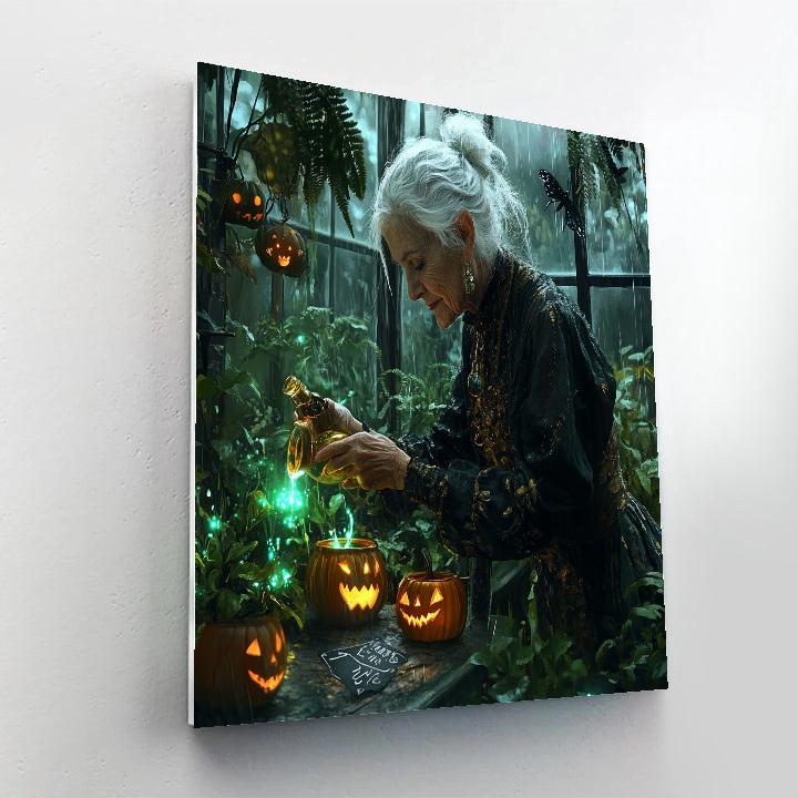 Witch In The Glasshouse Halloween paint by numbers