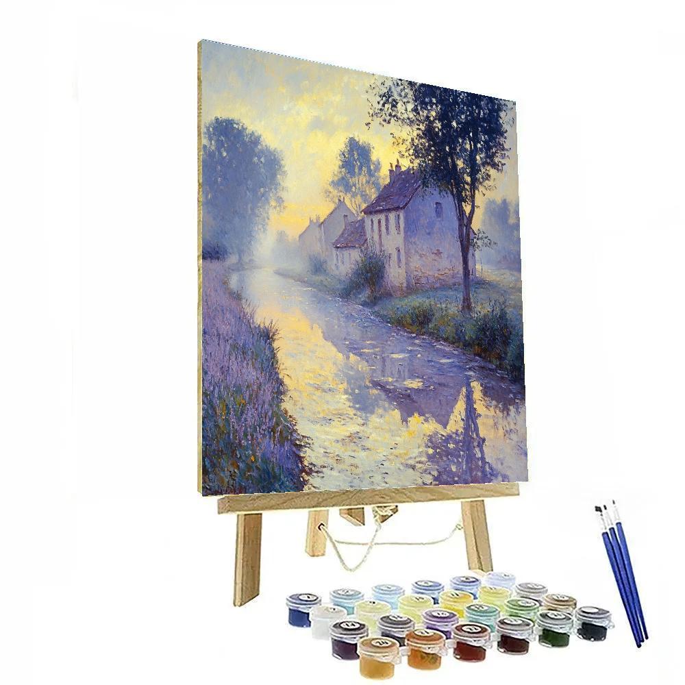 Monet Inspired Village Morning Mist paint by numbers