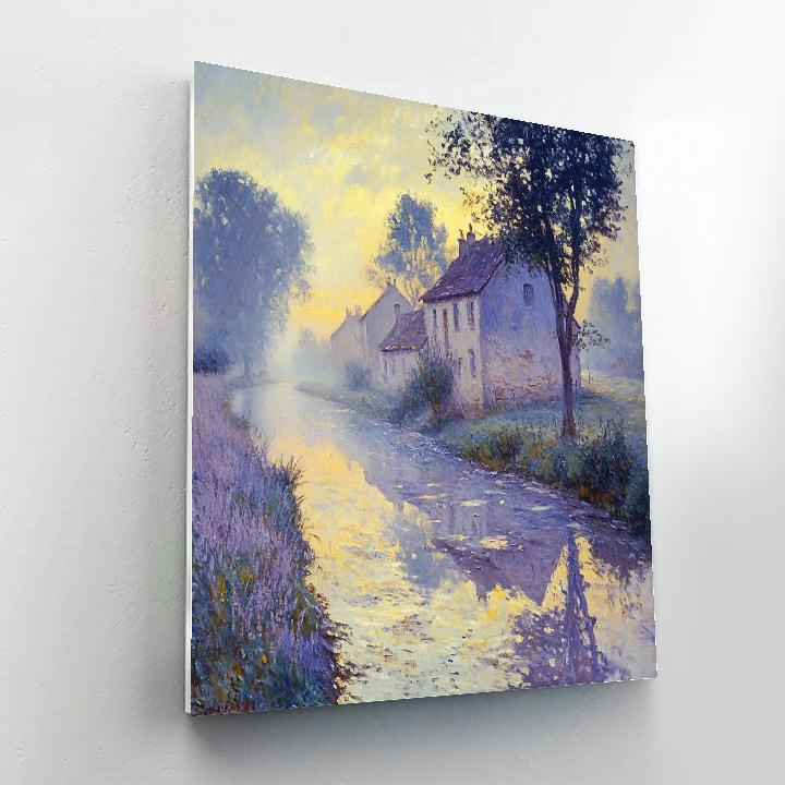 Monet Inspired Village Morning Mist paint by numbers