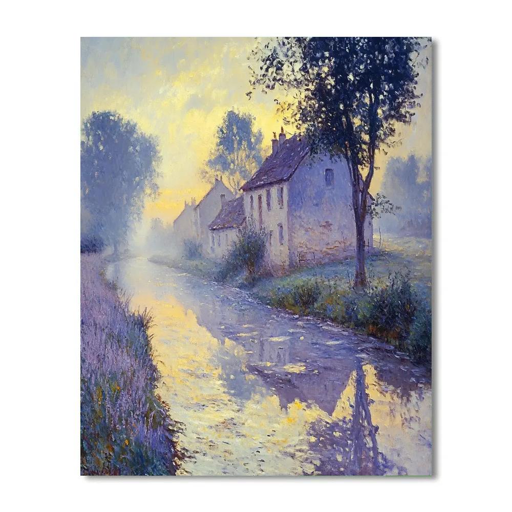 Monet Inspired Village Morning Mist paint by numbers