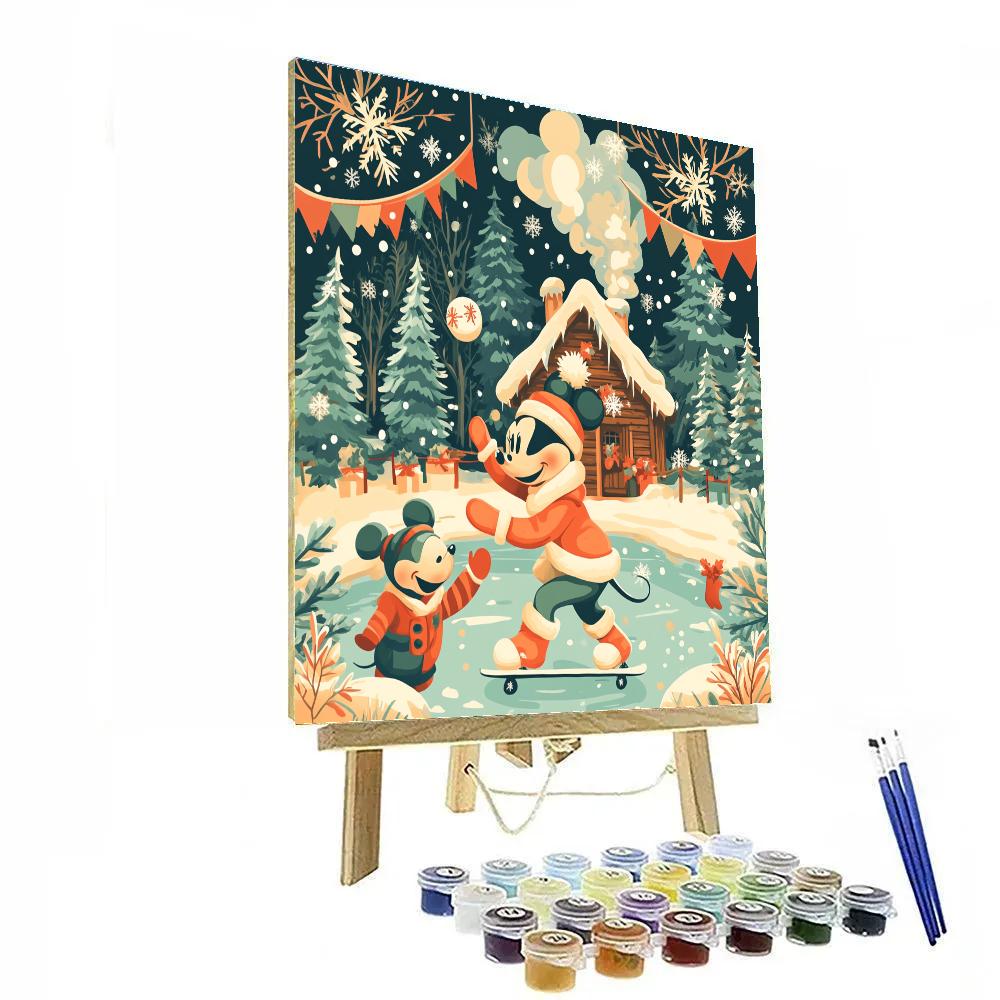 Snowball Skating With Minnie paint by numbers