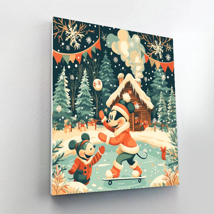 Snowball Skating With Minnie paint by numbers