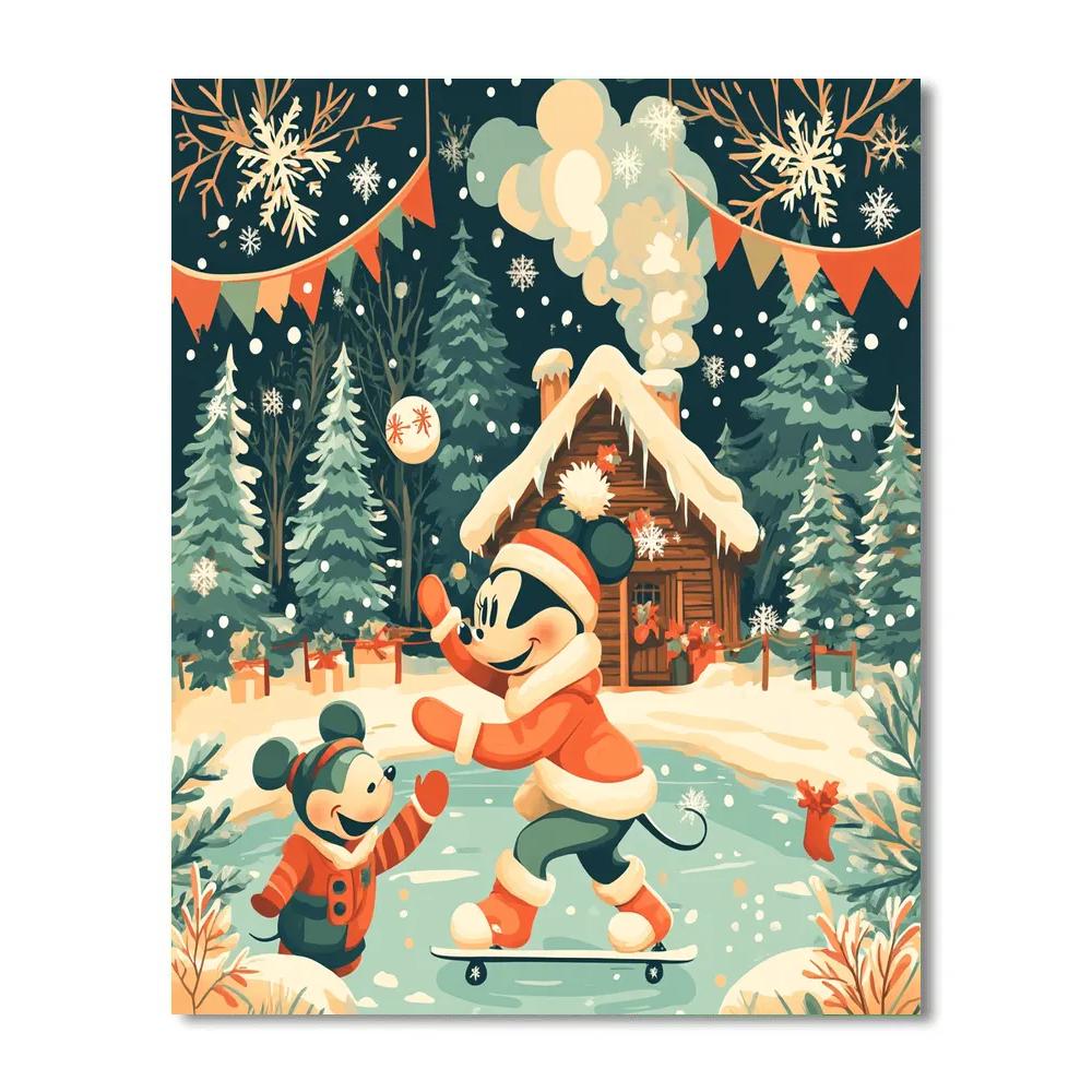 Snowball Skating With Minnie paint by numbers