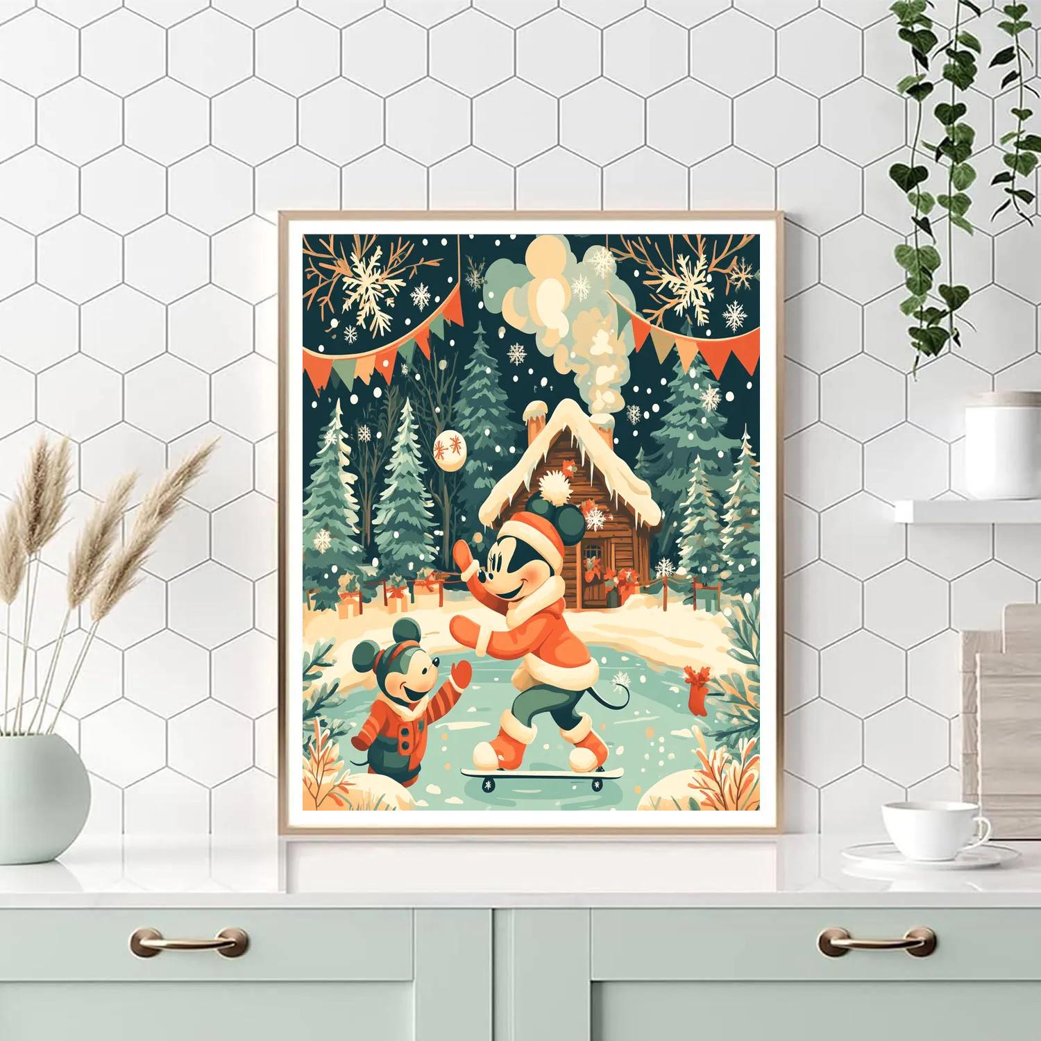 Snowball Skating With Minnie paint by numbers