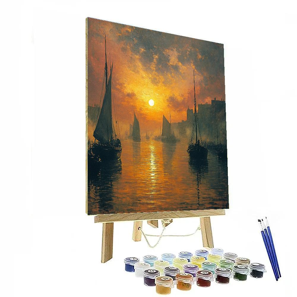 Turner Inspired Golden Sunset Harbor Numbered painting kits