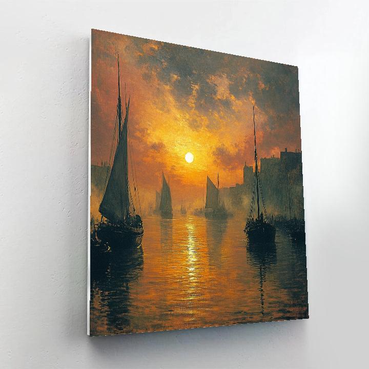 Turner Inspired Golden Sunset Harbor Numbered painting kits
