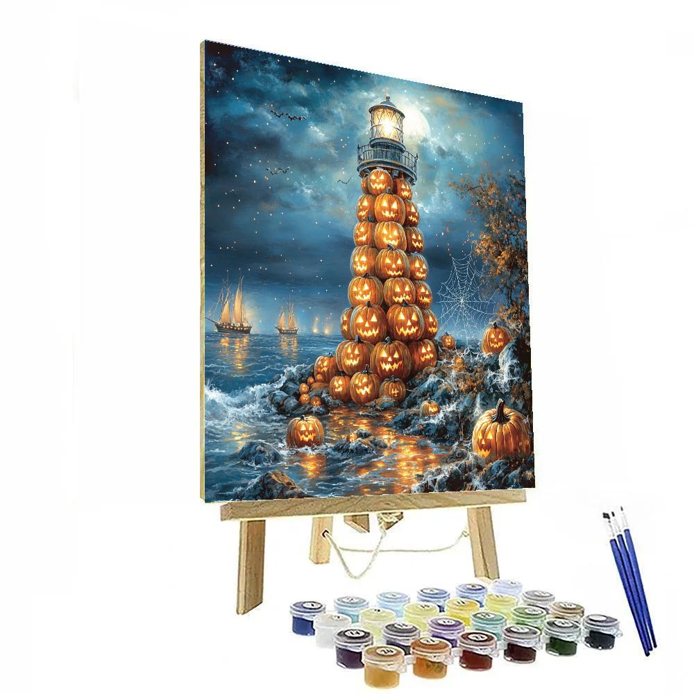 Pumpkin Lighthouse Holiday Beacon paint by number