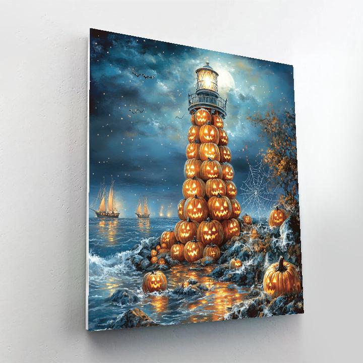 Pumpkin Lighthouse Holiday Beacon paint by number