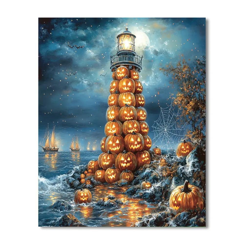 Pumpkin Lighthouse Holiday Beacon paint by number
