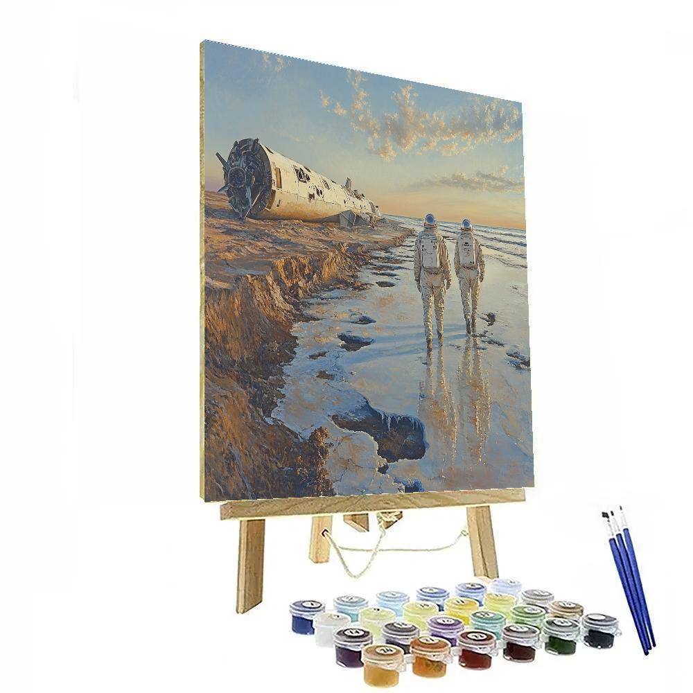 Dali Inspired Astronauts On Shore Number painting