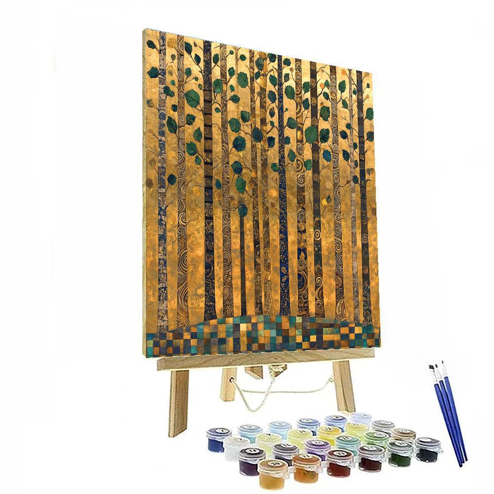 Gustav Klimt Inspired Golden Grove Mosaic DIY paint by numbers