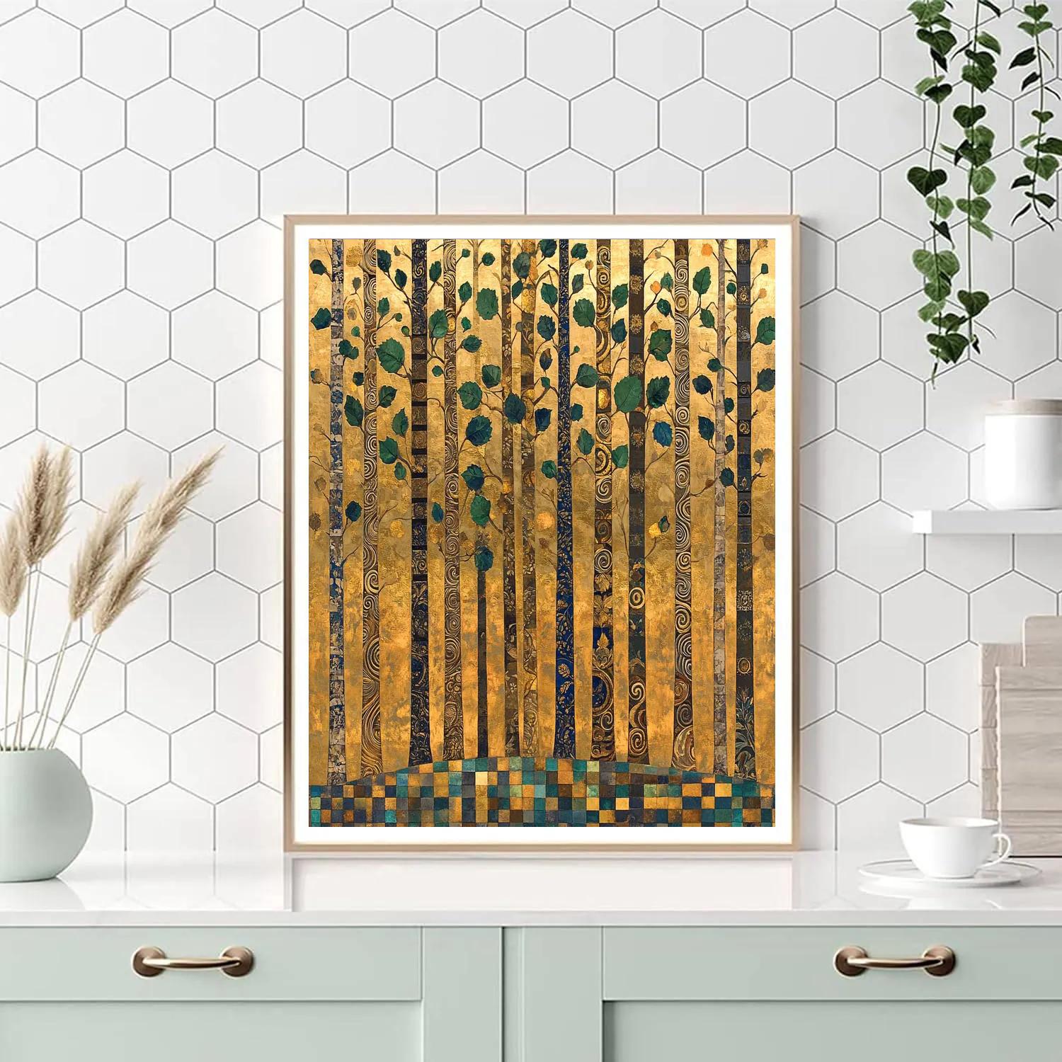 Gustav Klimt Inspired Golden Grove Mosaic DIY paint by numbers