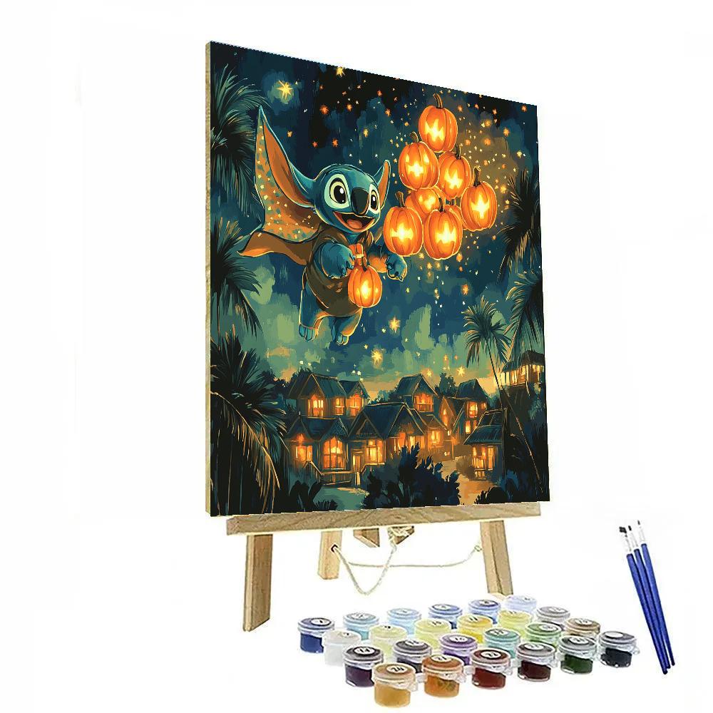  Midnight Lantern Flight With Stitch paint by color