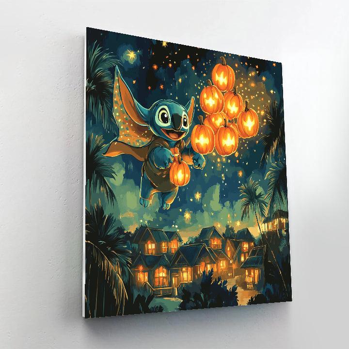  Midnight Lantern Flight With Stitch paint by color