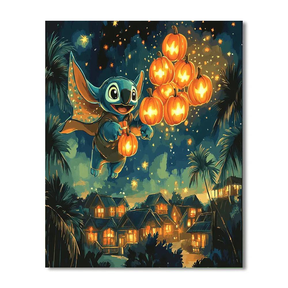  Midnight Lantern Flight With Stitch paint by color