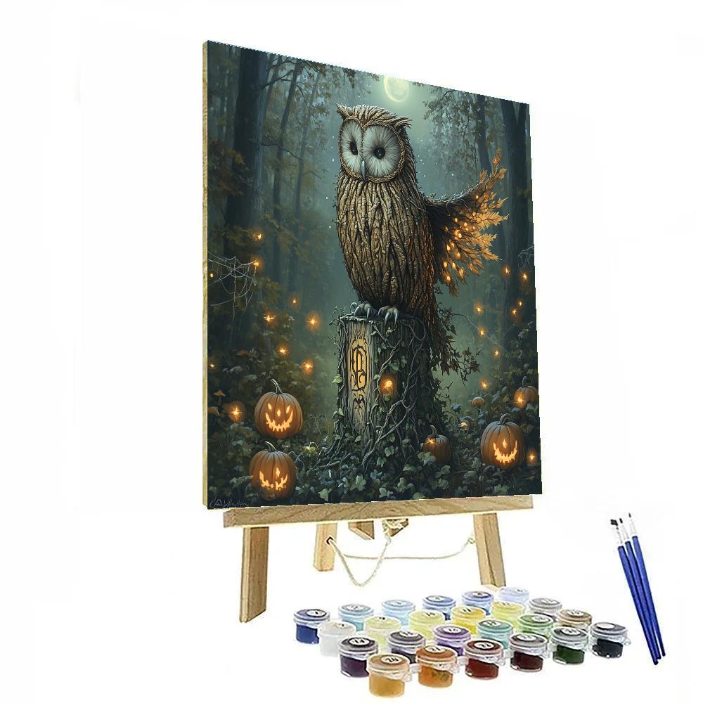 Forest Sentinel Haunted Owl Painting by numbers kit