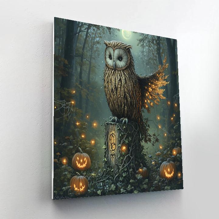 Forest Sentinel Haunted Owl Painting by numbers kit