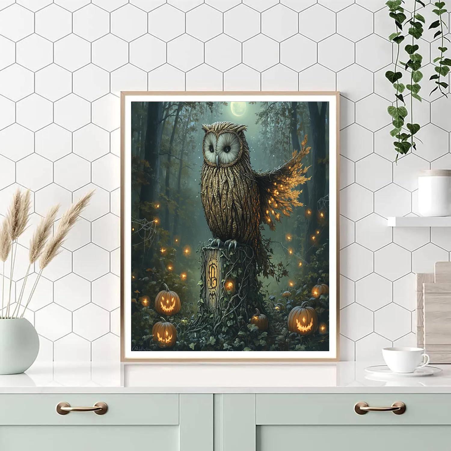 Forest Sentinel Haunted Owl Painting by numbers kit