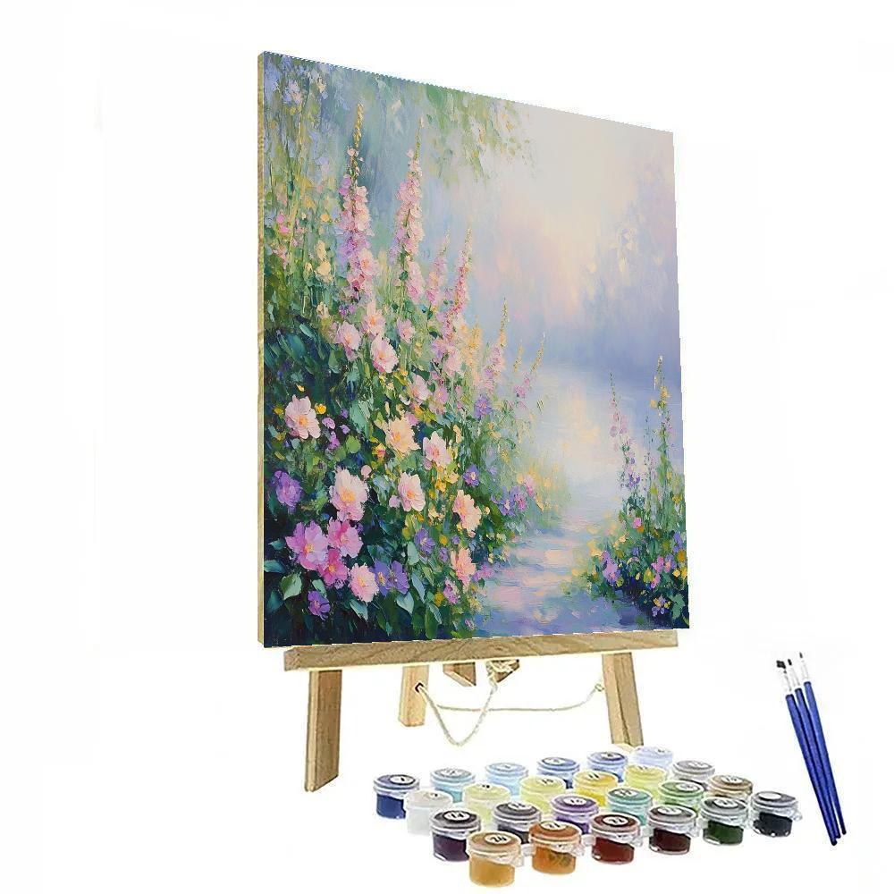 Monet Inspired Flower Garden At Dawn Number painting