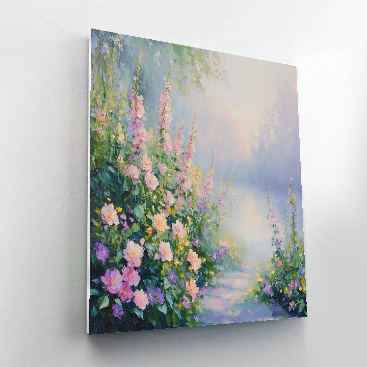 Monet Inspired Flower Garden At Dawn Number painting