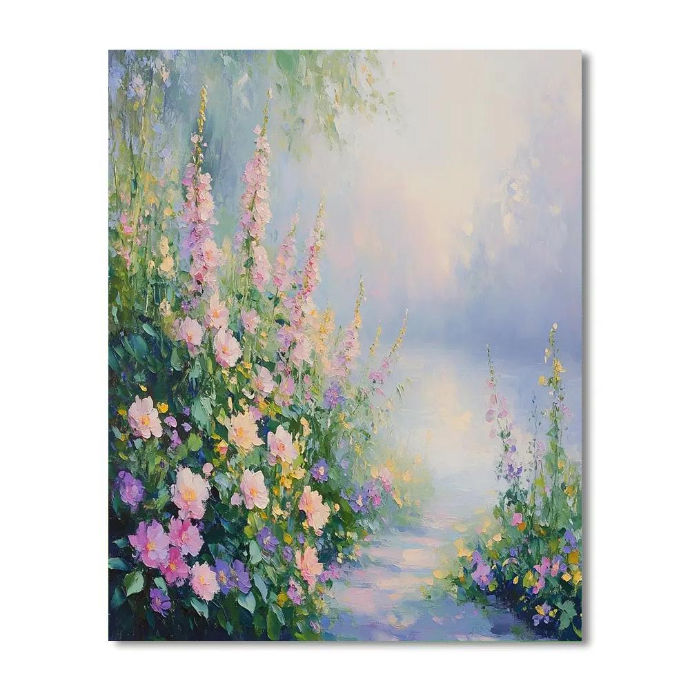 Monet Inspired Flower Garden At Dawn Number painting