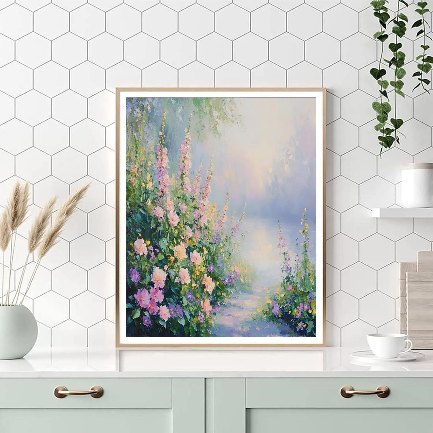 Monet Inspired Flower Garden At Dawn Number painting