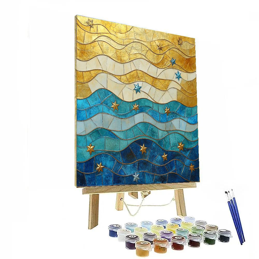 Gustav Klimt Inspired Ornamental River Of Stars Paint by numbers art