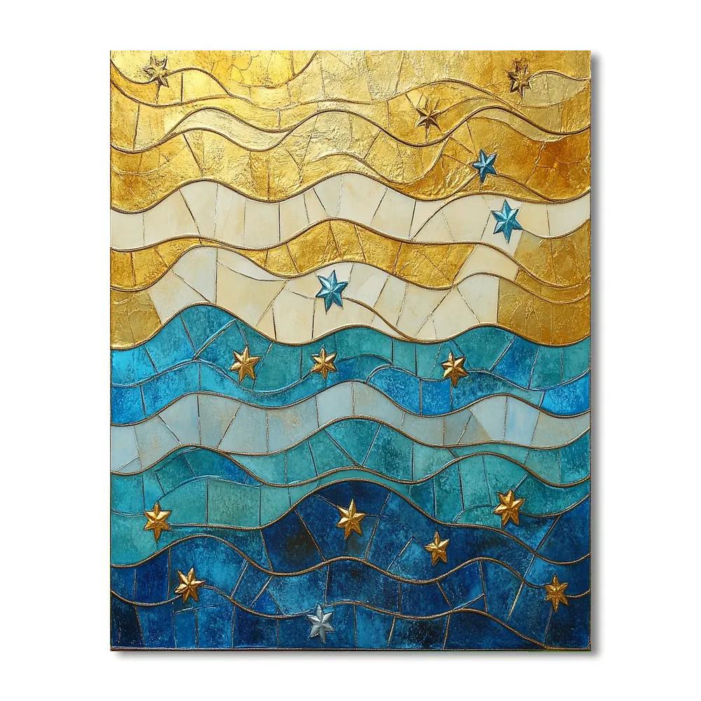 Gustav Klimt Inspired Ornamental River Of Stars Paint by numbers art