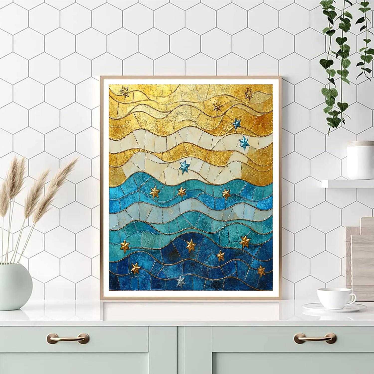 Gustav Klimt Inspired Ornamental River Of Stars Paint by numbers art