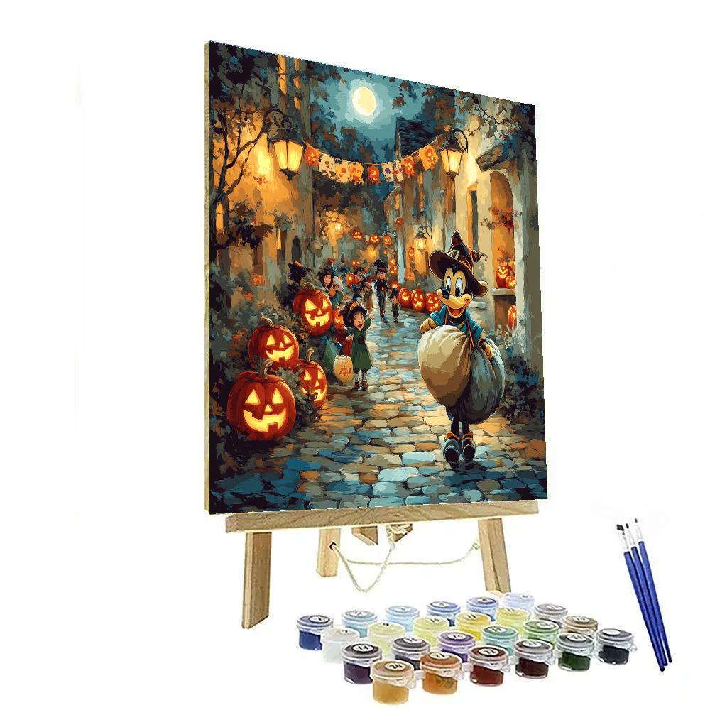 Starlit Trick Or Treat Alley With Goofy paint by color