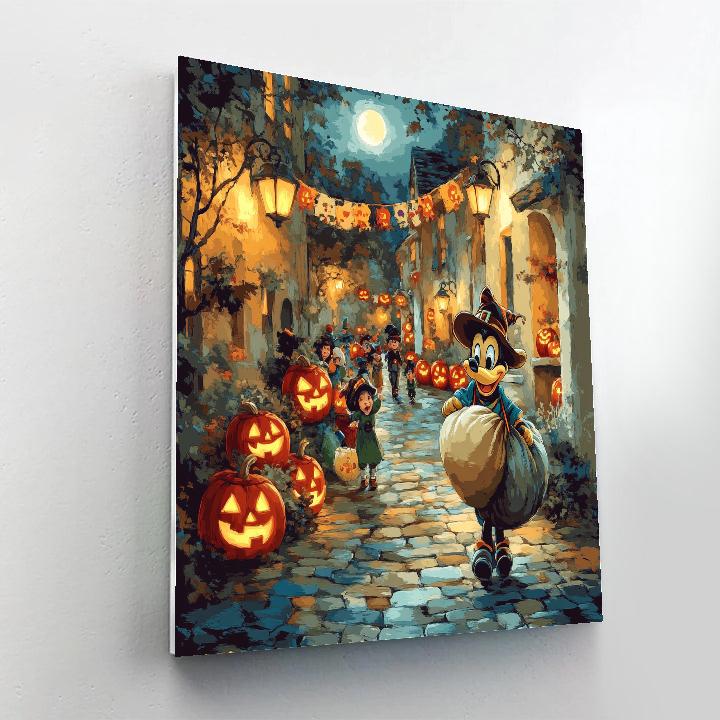 Starlit Trick Or Treat Alley With Goofy paint by color