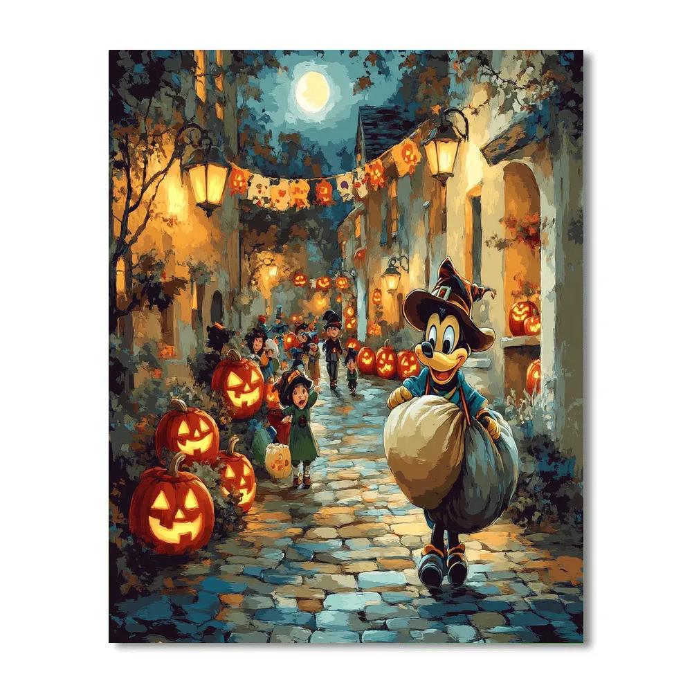 Starlit Trick Or Treat Alley With Goofy paint by color