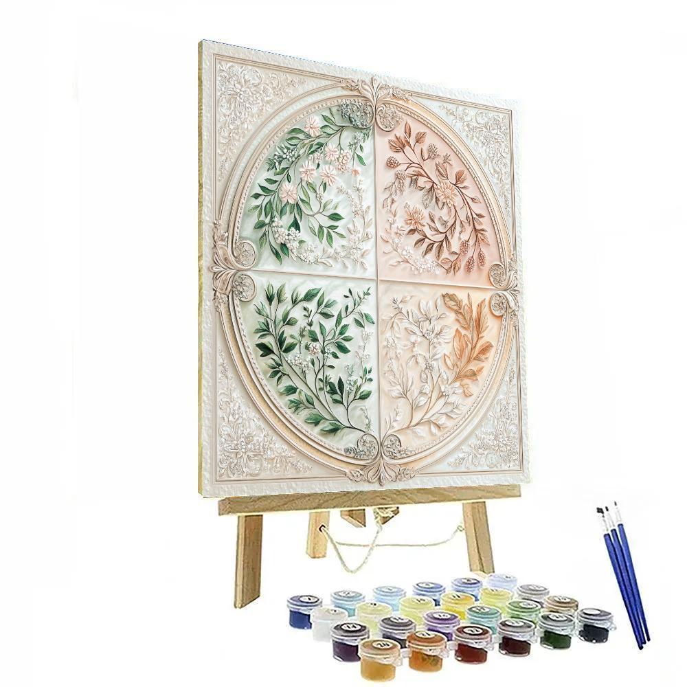 Alphonse Mucha Inspired Seasons Whorl paint by number