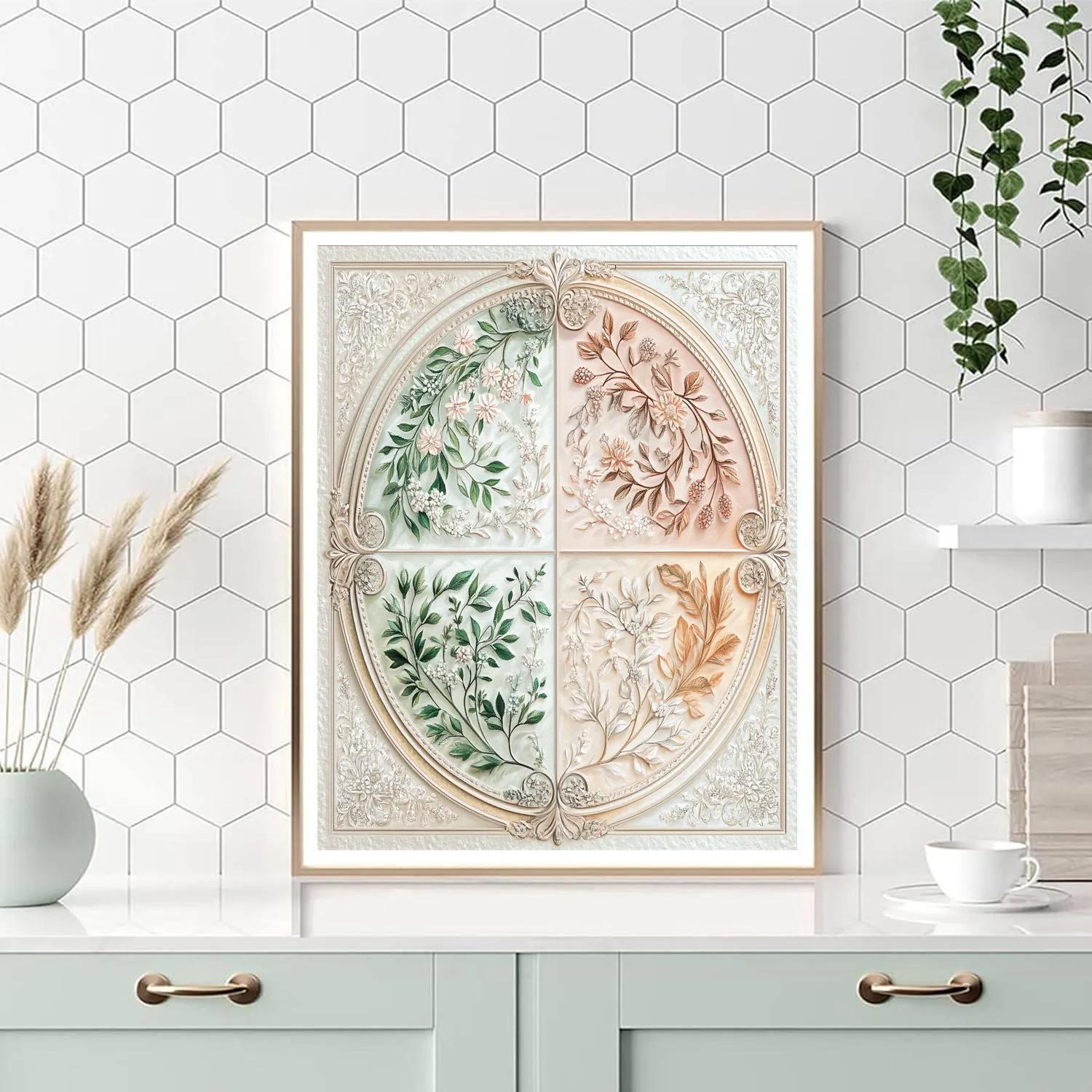 Alphonse Mucha Inspired Seasons Whorl paint by number