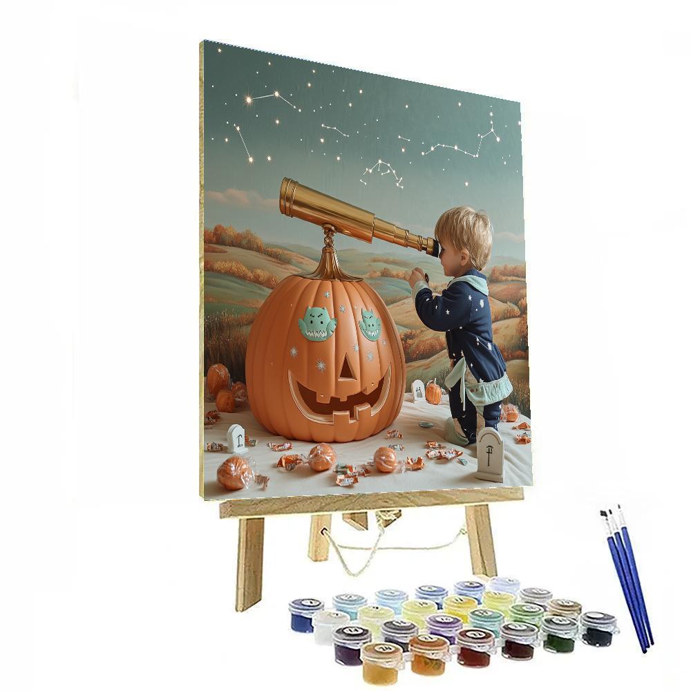Stargazer Pumpkin Observatory paint by number