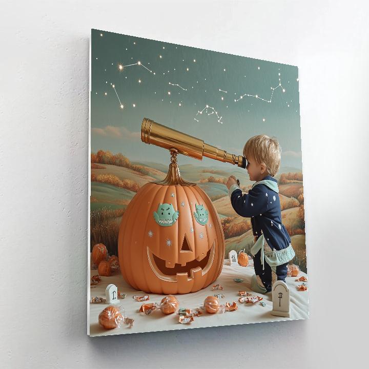 Stargazer Pumpkin Observatory paint by number