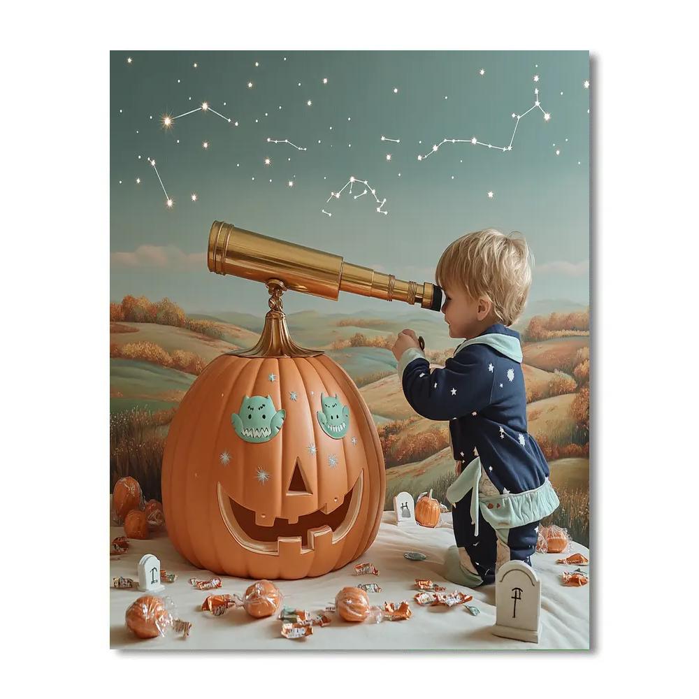 Stargazer Pumpkin Observatory paint by number