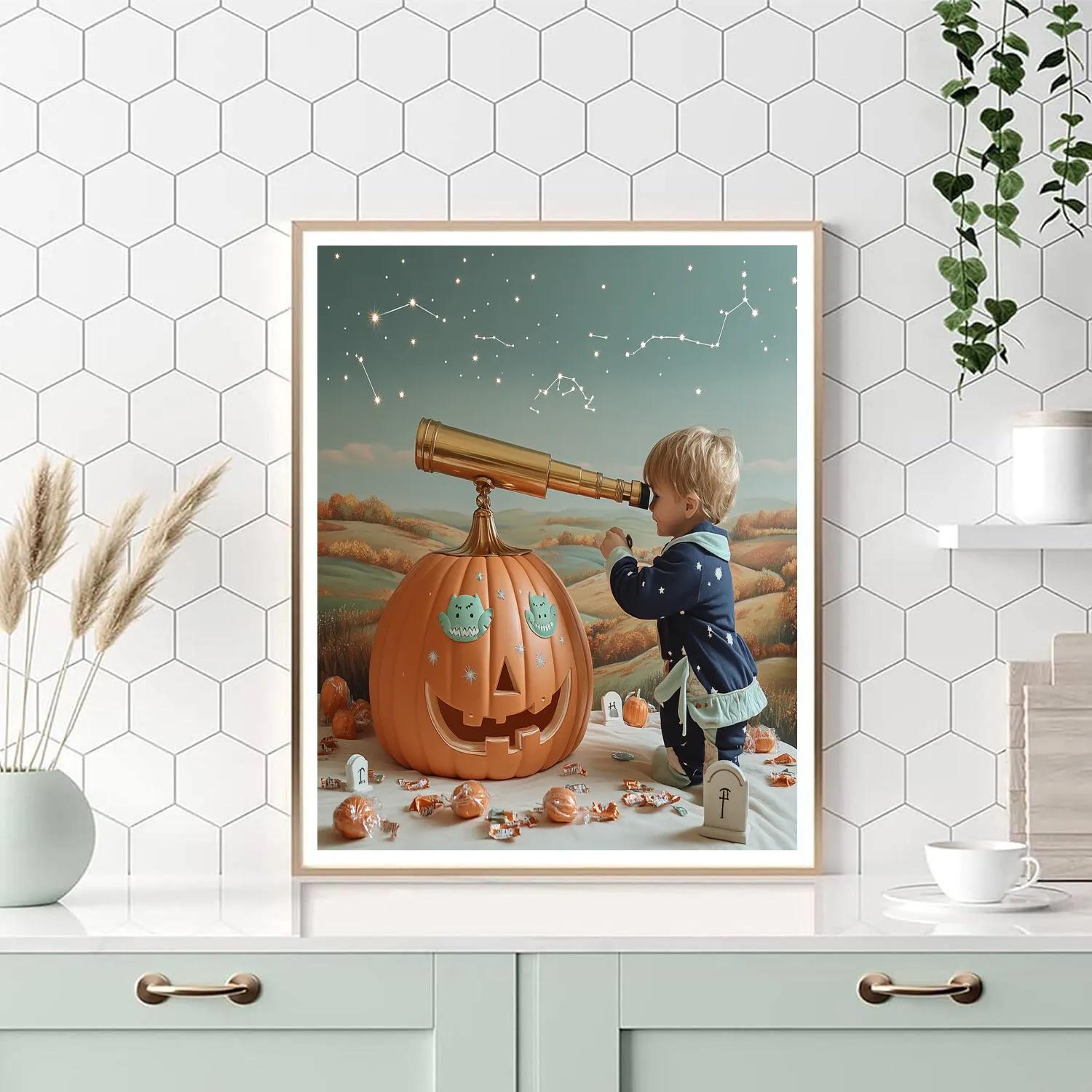 Stargazer Pumpkin Observatory paint by number