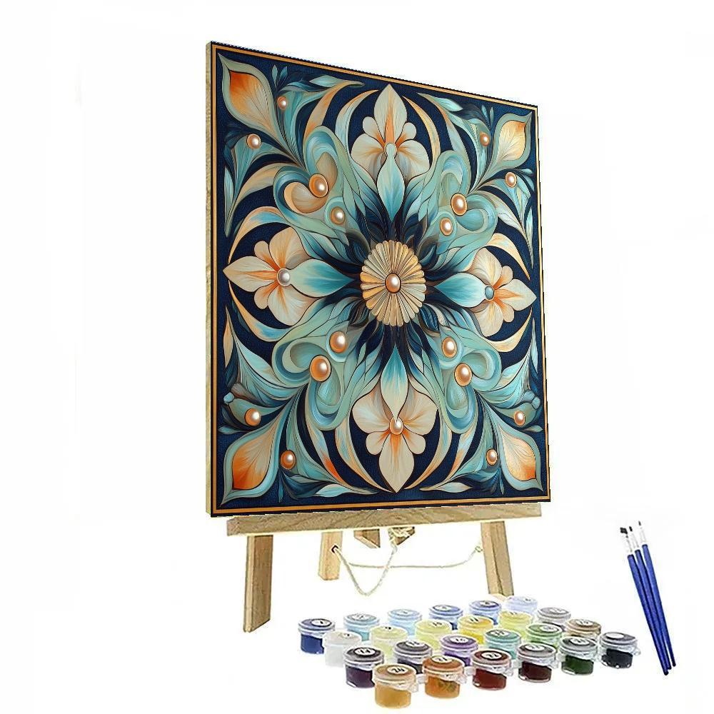 Alphonse Mucha Inspired Oceanic Floral Mandala Painting by numbers kit