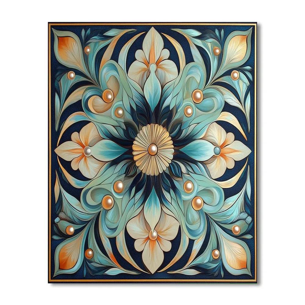 Alphonse Mucha Inspired Oceanic Floral Mandala Painting by numbers kit